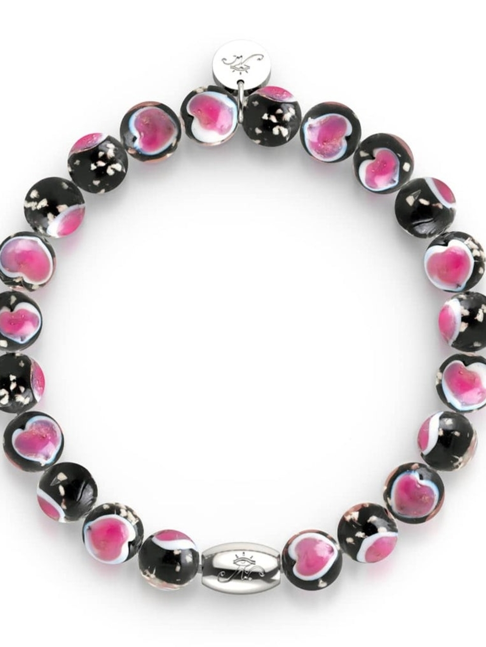 🆕️ NOGU Black x Pink .925 Sterling Silver Firefly Glass Love Bracelet